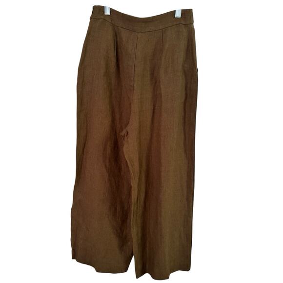 NWD Vetta Wide Leg Apron Linen Pants Size 2 Olive Green Cropped High Rise - Picture 4 of 11